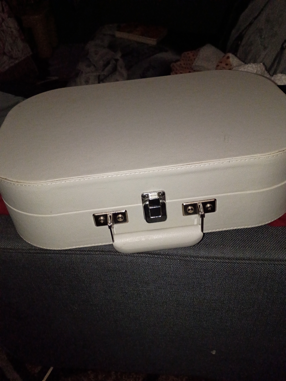 adidas White Portable Vinyl Case with Silver Hardware